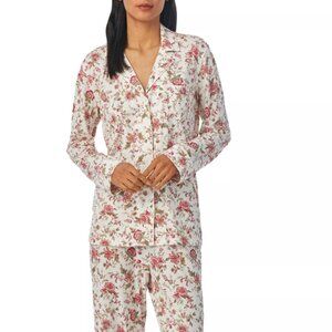 Lauren Ralph Lauren Women's 2-Pc Floral Pajamas Set LRLlogo embroidered Sz S